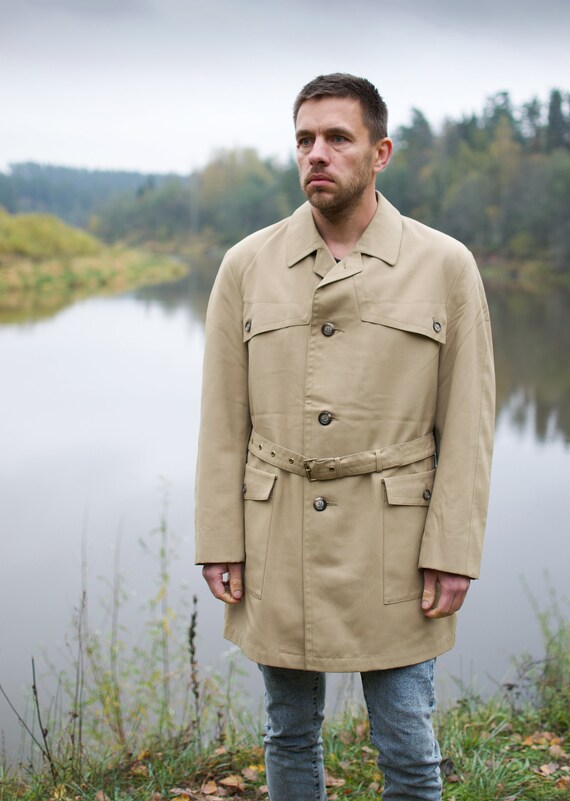 Vintage trench coat, beige duster coat, mens coat… - image 7