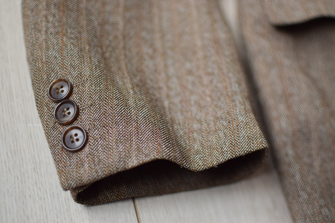 Vintage 80s Wool Blazer: Brown Oversized Sport Coat, Men's Large, foto 3 di 5