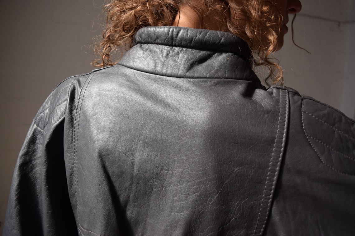 Black leather jacket rockstar leather outdoor jacket spring | Etsy