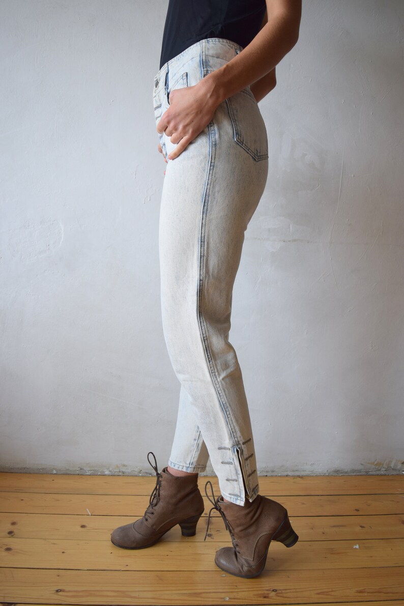 Vintage Blue Jeans, High Waisted Jeans, 90s Women Jeans, Light Blue