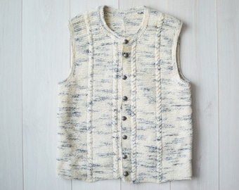 Handmade Wool Knit Vest: Vintage 90s Sweater Vest, Women's L/Men's M