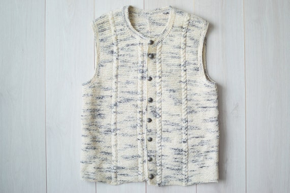 Handmade Wool Knit Vest: Vintage 90s Sweater Vest, Women's L/Men's M