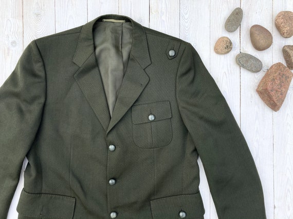 Khaki army green blazer - Vintage uniform parade … - image 2