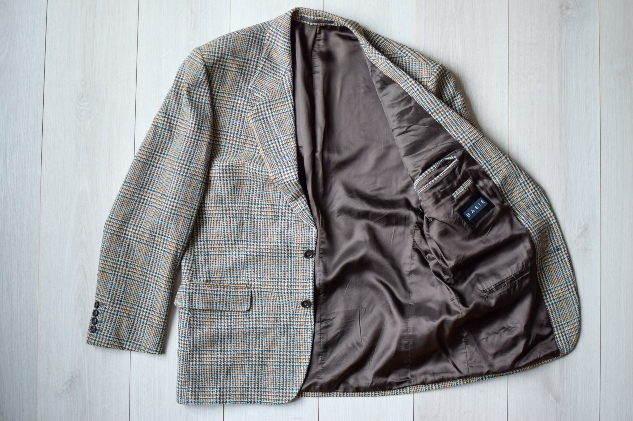 Vintage Finnish Glen Check Blazer: 80s Wool Sport Coat, Men's