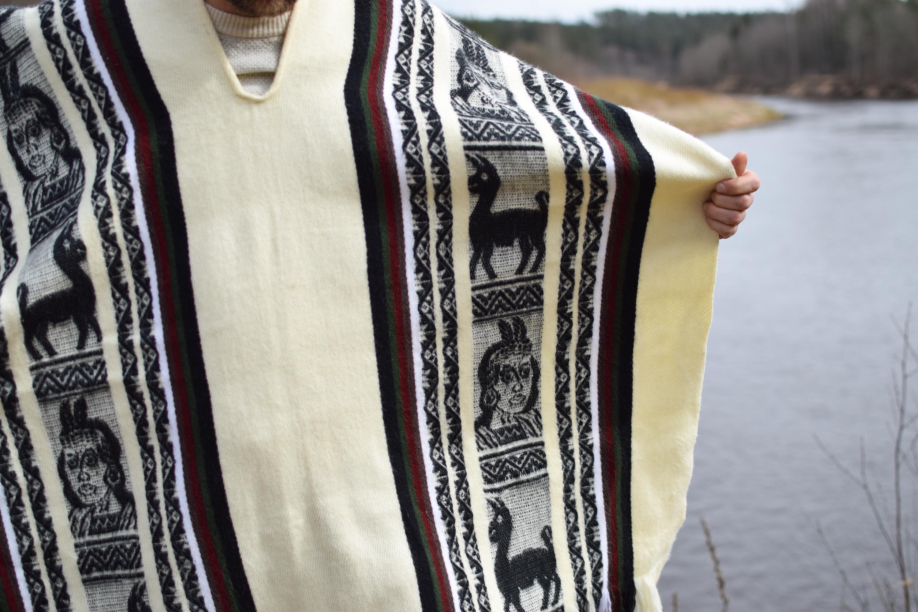 Vintage Wool Poncho: South American Aztec Pattern Cape Cloak - Etsy