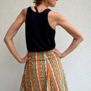 High waist summer skorts, 60s 70s bohemian shorts, striped hippie shorts, festival wear, M image 2