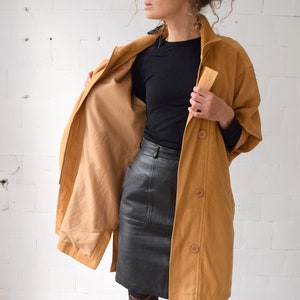 Brown trench coat, Vintage coat, Women's summer jacket, Bright autumn coat, Women's spring topcoat, Oversized duster coat, M/L image 9