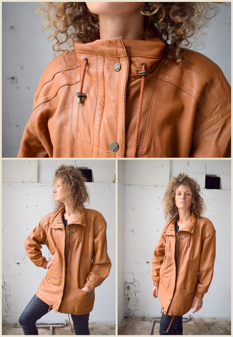 COPACABANA leather jacket, light brown leather coat, real leather, brown jacket, fall jacket, winter coat, size L/M image 2