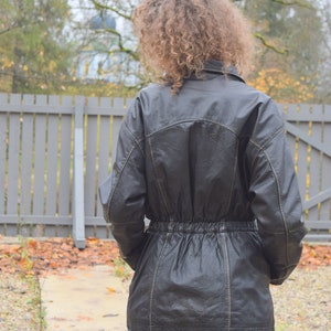 Distressed black leather jacket, women's biker jacket, moto jacket, leather coat, goatskin jacket, real leather, Size M image 6