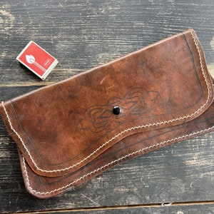 Leather vintage evening purse - Women&#39;s vicotrian retro handbag - Bohemian artistic 60s bag - Real leather clutch bag