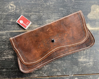 Vintage Leather Clutch Bag - Victorian Bohemian Handbag