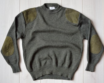 Khaki wool sweater, military style 90s sweater, 100% pure new wool, vintage jumper, men's pullover sweater, green jumper, Men's size M