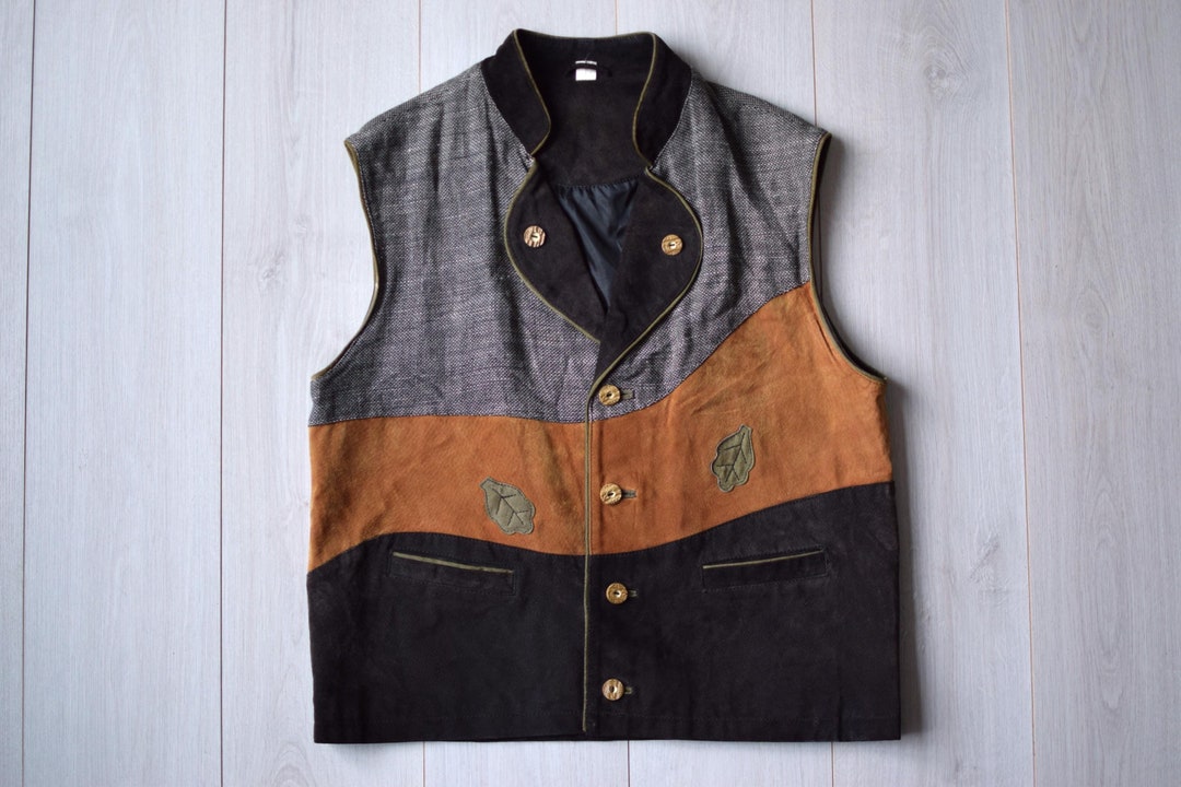 トップス agnes b. homme 90's vintage leather vest Black Leather Vest, 90s European Vintage, Size Large, 42 to