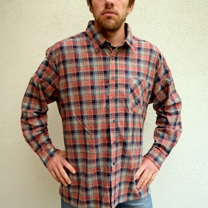 Vintage Flanellhemd, Karohemd, 80er Jahre Flanell, Button-Up Hemd, 90er Hemd, Arbeitshemd, Männerhemd, Vintage Frauenhemd, L/XL