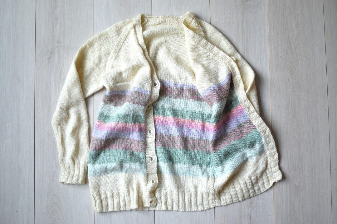 Vintage Pastel Wool Bouclé Cardigan