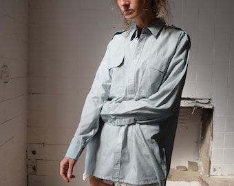 Vintage Striped Oxford Shirt, 90s Cotton Button-Up, M/L