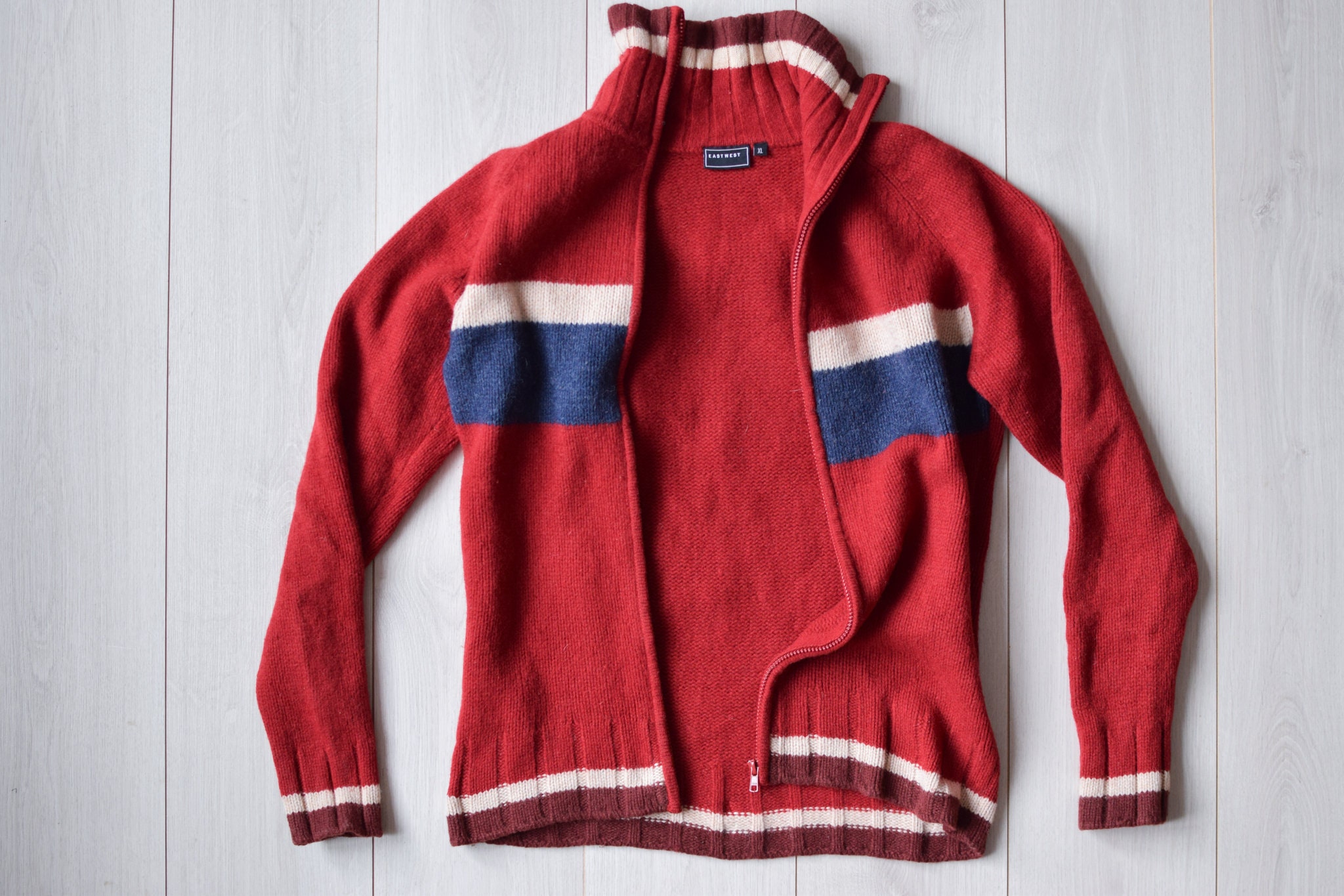 【WEB限定】 Wool Retro Jacket, Vintage Red Cardigan, Jacket Style 90s トップス