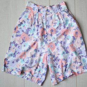 Shorts vintage floral, shorts de cintura alta dos anos 90, bermudas para caminhada, estampa havaiana, calças de verão femininas, presente para ela, P/M feminino