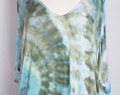 Women 39 s Size Medium, Ice Dye, Tie Dye, Tunic, Half Sleeve, Cold Shoulder, V Neck, Hippie, Boho, One Of A Kind, FREE SHIPPING