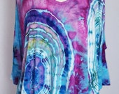 Women 39 s, Size Large, Ice Dye, Tie Dye, Tunic, Half Sleeve, Cold Shoulder, V Neck, Hippie, Boho, Agate, Geode, One Of A Kind, FREE SHIPPING