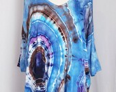 Women 39 s, Size Large, Ice Dye, Tie Dye, Cold Shoulder, Tunic, Top, Agate, Geode, Boho, Hippie, Summer, One Of A Kind, FREE SHIPPING