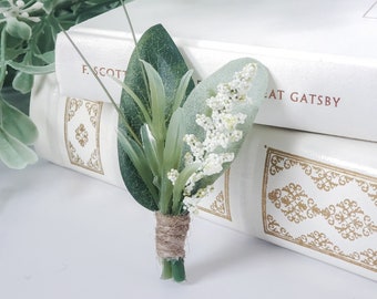 Rustic Eucalyptus Boutonniere | Eucalyptus, Lambs Ear, Twine, Greenery | Groom Buttonhole | Greenery Boutonniere