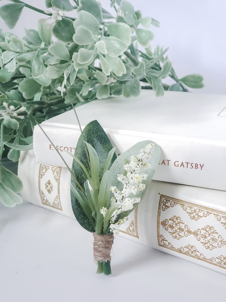 Rustic Eucalyptus Boutonniere | Eucalyptus, Lambs Ear, Twine, Greenery | Groom Buttonhole | Greenery Boutonniere 