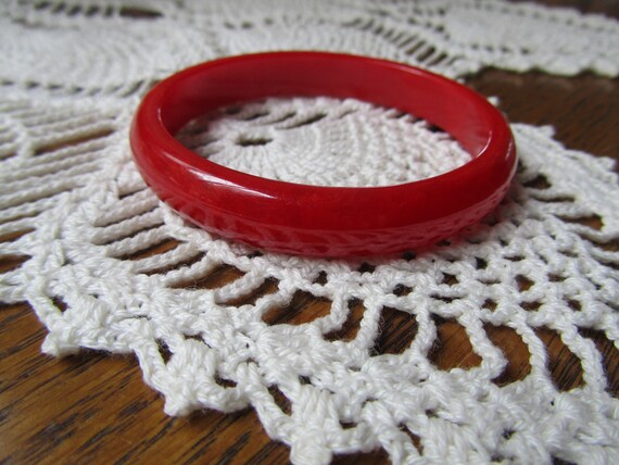 BAKELITE CATALIN BANGLE Bracelet Red, Persimmon, … - image 3