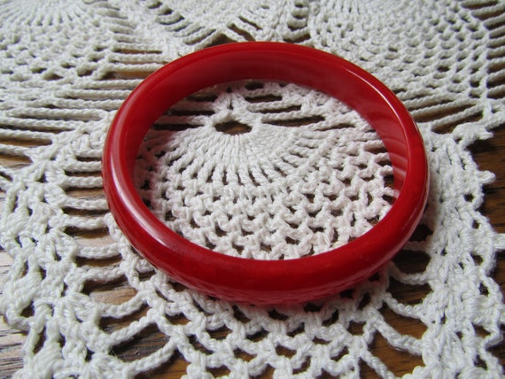 BAKELITE CATALIN BANGLE Bracelet Red, Persimmon, … - image 1