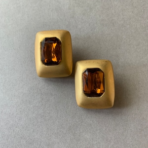 RUNWAY CLIP EARRINGS, Amber Glass Earrings