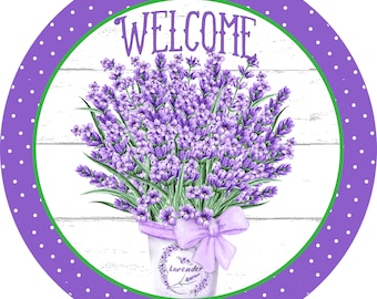 Welcome Wreath Sign, Lavender Wreath Sign, Sign for Wreath, Wreath Attachment, Craft Supplies, armygurldesigns, AGD-270