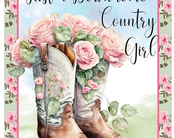 Country Girl Boots, Downhome Country Girl Sign for Wreath, Boot Sign for Wreath