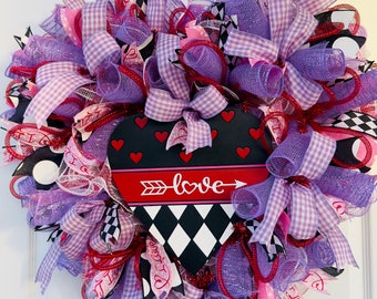 Valentine Day Heart Shaped Wreath, Valentine Day Gift, Valentine Day Decor for front door, Gift for Her, Be my Valentine Love