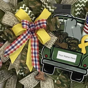 Army wreath, Military wreath, Soldier wreath, Camouflage wreath, Military family gift, Home decor, Custom Army Wreath, Armed Forces Wreath image 2