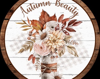 Autumn Beauty Metal Wreath Sign, Autumn Floral Sign, Craft Supplies, Autumn Sunflower Wreath Attachment, Armygurldesigns, Autumn Wreath