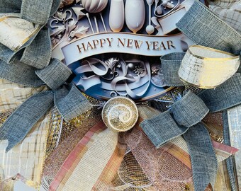 Happy New Year, New Year Wreath, Beautiful Handcrafted New Year Wreath to Brighten Your Home