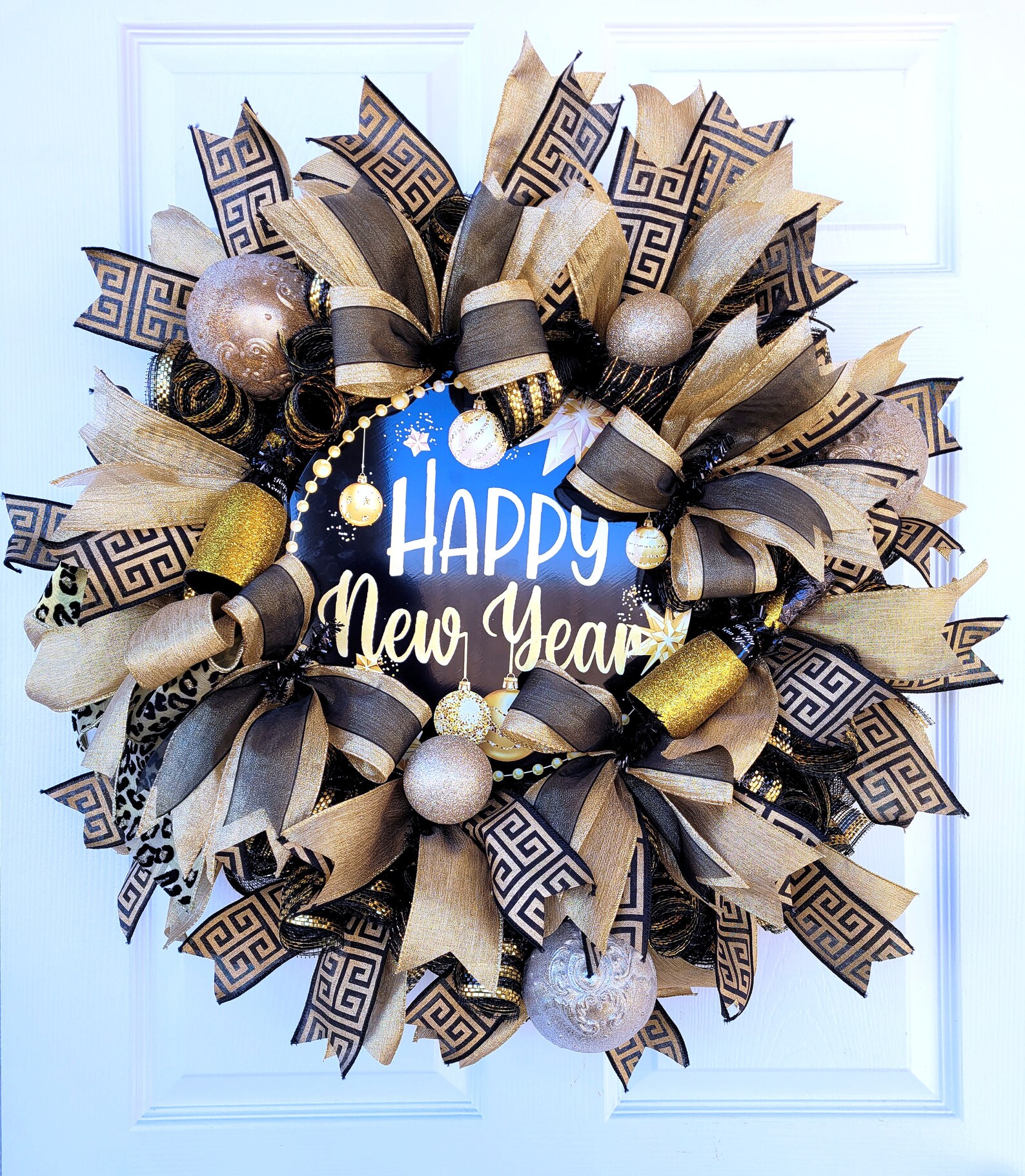 New Year Wreath Happy New Year New Year Front Door Wreath Etsy