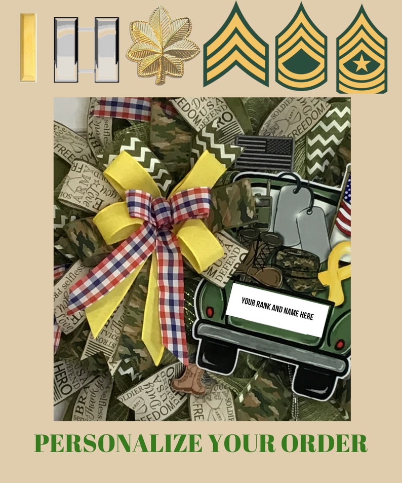 Army wreath, Military wreath, Soldier wreath, Camouflage wreath, Military family gift, Home decor, Custom Army Wreath, Armed Forces Wreath image 3