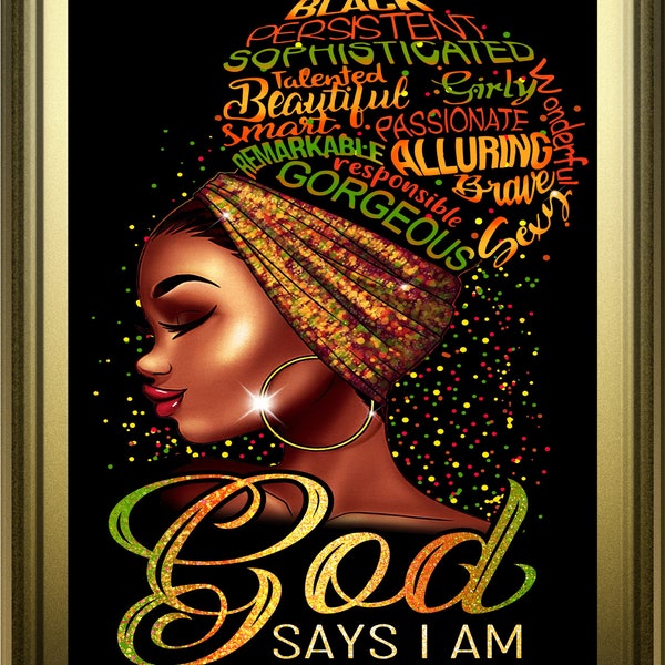 African American Sign, I am Who God says I am, Proud Black Woman, Child of God, Metal Wreath Sign, Wreath Supplies, Wreath Attachment,