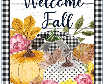 Fall and Autumn Welcome Sign, Pumpkin Sign for Wreath, Wreath Attachment, Craft Supplies, Fall Wreath Sign, Fall Sign, Wreath Supplies