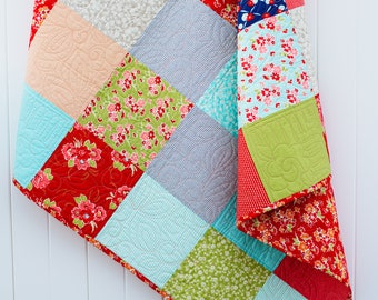 Handmade Quilt for Sale/ Patchwork Quilt/ Lap or Throw Quilt/ Bright Fun Colors Quilt/ Porch Decoration Quilt/ Ladder Quilt