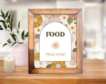 Food Sign Template, Baby Shower Sign, Customizable, Editable, Spring and Summer Floral Template