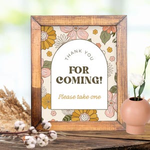 Baby Shower Favors Sign Template, Baby Shower Thank You Sign, Customizable, Editable, Spring and Summer Floral Template