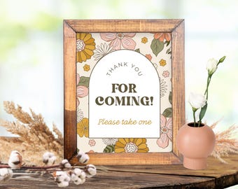 Baby Shower Favors Sign Template, Baby Shower Thank You Sign, Customizable, Editable, Spring and Summer Floral Template