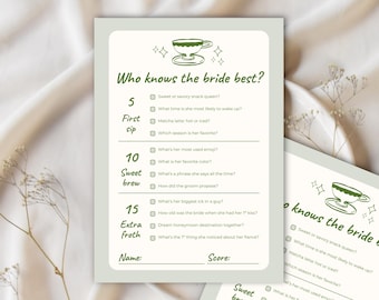 Who Knows the Bride Best Matcha Game – Editable Canva Template
