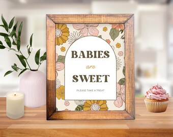 Dessert Sign Template, Baby Shower Sign, Babies Are Sweet and So Are You, Customizable, Editable, Spring and Summer Floral Template