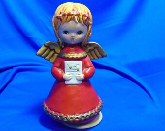 Vintage 1960s 60s Roman Kogei Japan Musical Rotating Spinning Christmas Angel Plays Silent Night 10 Tall Holiday Decor Ornament Decoration