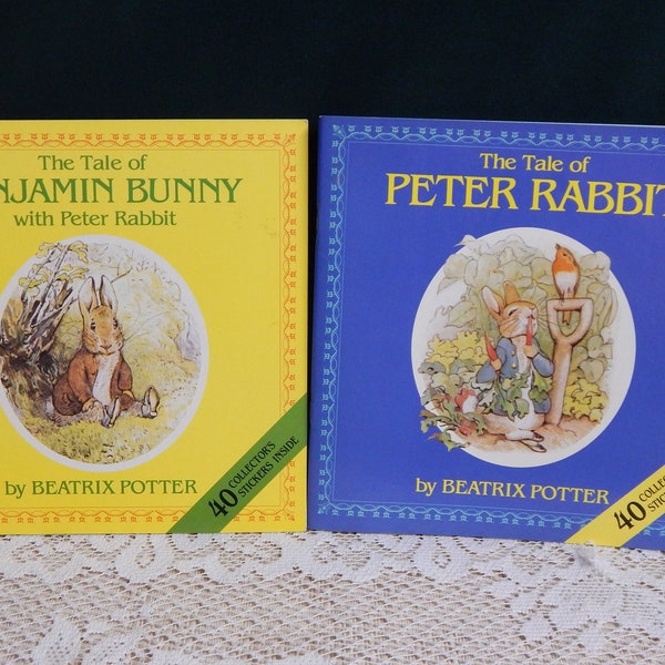 Beatrix Potter Books - Set of 2 - 40 Collector's Stickers - Softbound Books - The Tale Of - Peter Rabbit - The Tale Of - Benjamin Bunny