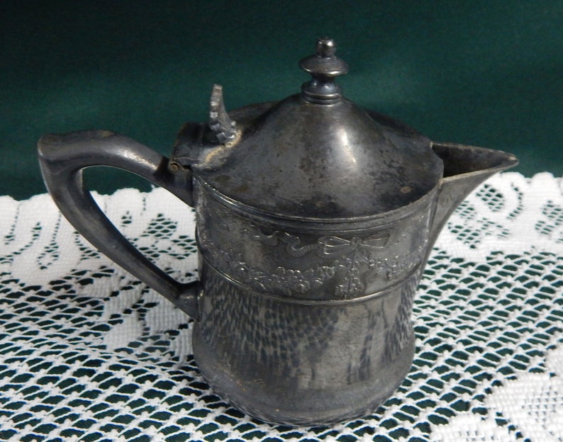 19th Century Silverplated Creamer: Rogers Smith & Co Embossed Floral Decor image 3