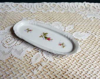 Porcelain 1/4 LB Rose Bud 7" Butter Dish - NO Lid